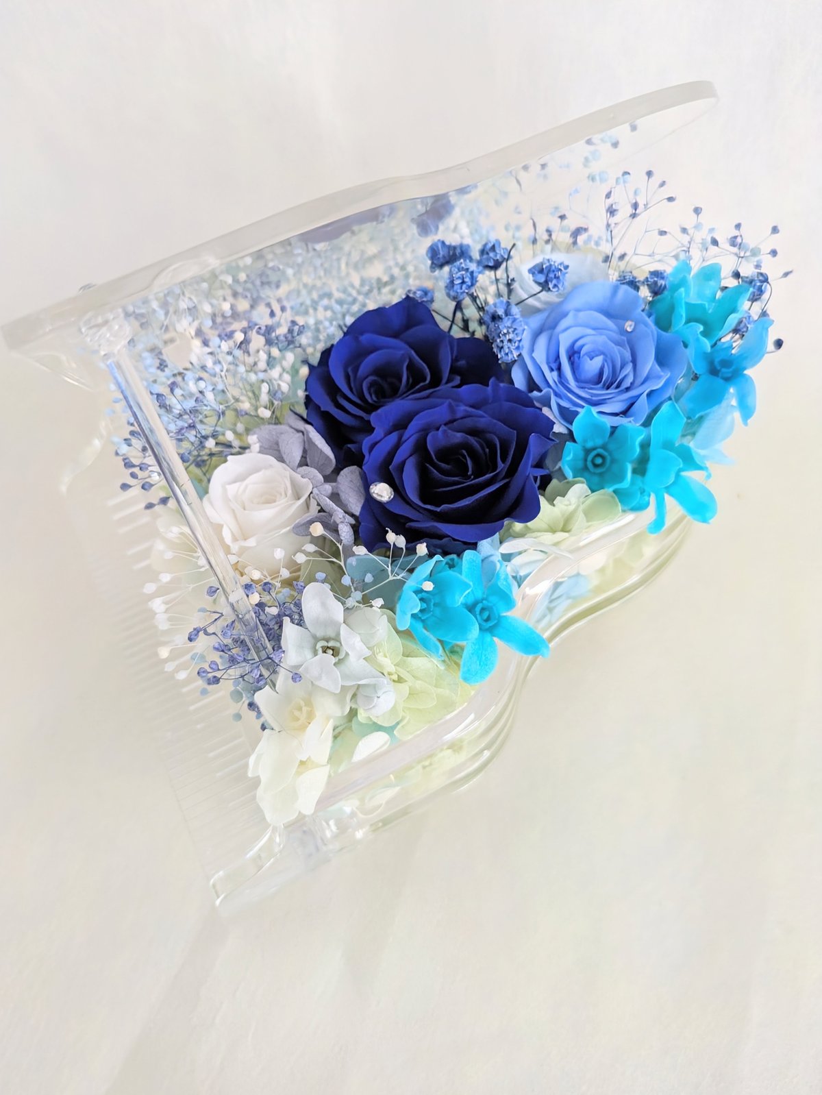プリザーブドフラワー／グランドピアノシリーズ】青い薔薇の奇跡と