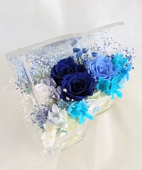 【プリザーブドフラワー／グランドピアノシリーズ】青い薔薇の奇跡とブルーROSEの流れるような美しい音色