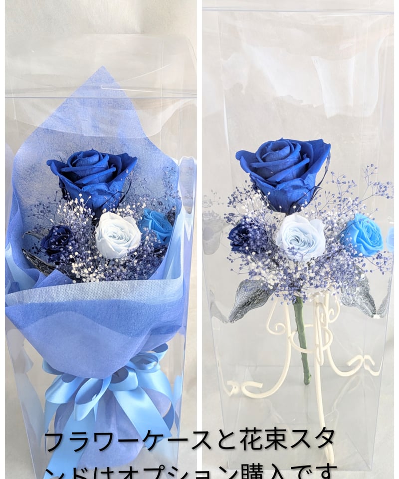 プリザーブドフラワー白い薔薇5輪のふんわり花束（花束ラッピング