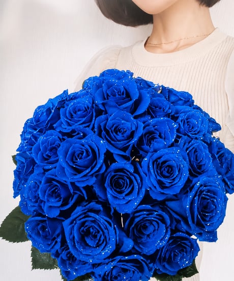 青い薔薇50本の花束／プリザーブドフラワー永遠の愛♡奇跡・夢かなう