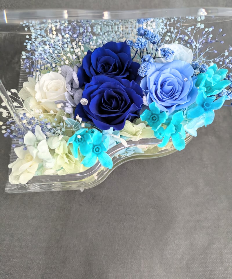 プリザーブドフラワー／グランドピアノシリーズ】青い薔薇の奇跡と