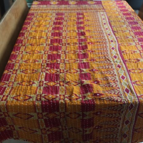 インド○カンタキルト○ブルーフラワー○  約216×139cm