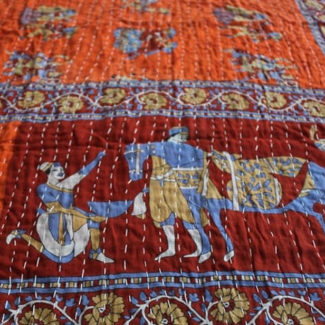 インド○カンタキルト○オレンジ民族○  約216×139cm