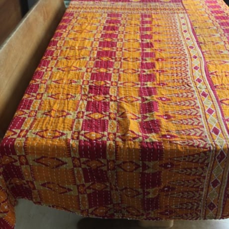 インド○カンタキルト○ブルーフラワー○  約216×139cm