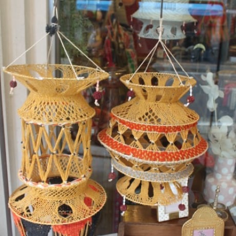 ThaiPopUp〇Indiaハンドメイド クロシェ ペンダントオーナメント〇ナチュラルB