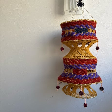 ThaiPopUp〇Indiaハンドメイド クロシェ ペンダントオーナメント〇ナチュラルD
