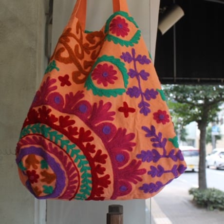 SuzaniBag.C淡オレンジ×内ストライプ