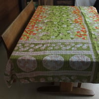 インド○カンタキルト○グリーンサークル○  約216×139cm