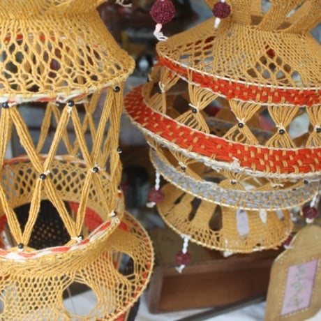 ThaiPopUp〇Indiaハンドメイド クロシェ ペンダントオーナメント〇ナチュラルB