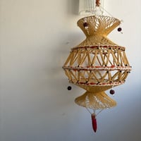 ThaiPopUp〇Indiaハンドメイド クロシェ ペンダントオーナメント〇ナチュラルA