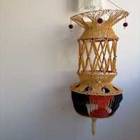 ThaiPopUp〇Indiaハンドメイド クロシェ ペンダントオーナメント〇サイズ大〇ナチュラルE