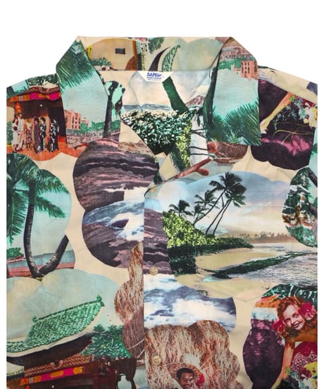 【A0026-203】■1950s  HAWAIIAN PICTURE PRINT ALOHA SHIRT■S/S SHIRT■