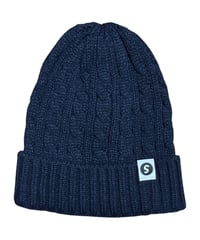 【A0026-327】CABLE KNIT CAP■ネイビー