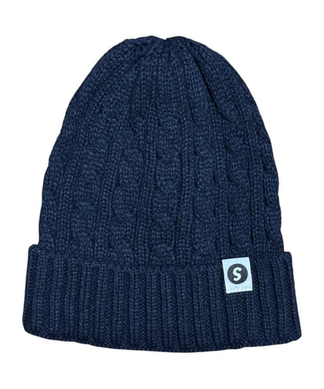 【A0026-327】CABLE KNIT CAP■ネイビー