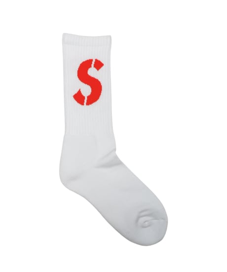 【A0026-191】■CREW SOCKS ORANGE■S LOGO■ホワイト