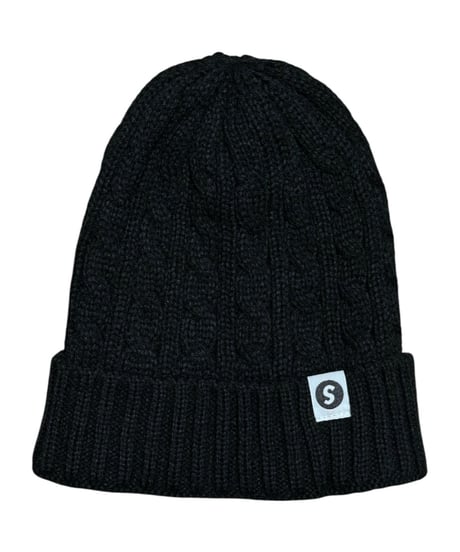 【A0026-324】CABLE KNIT CAP■ブラック