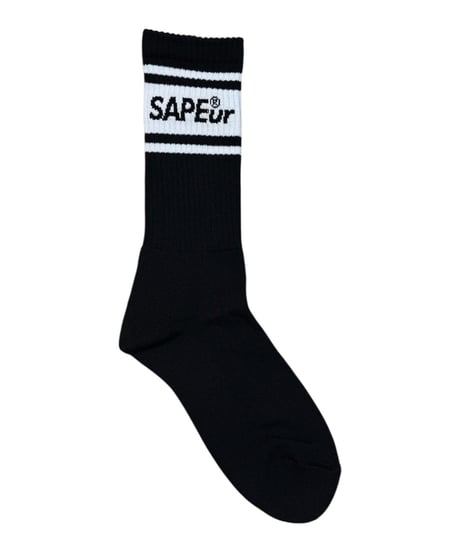 【A0026-184】■DOUBLE LINE CREW SOCKS■ブラック