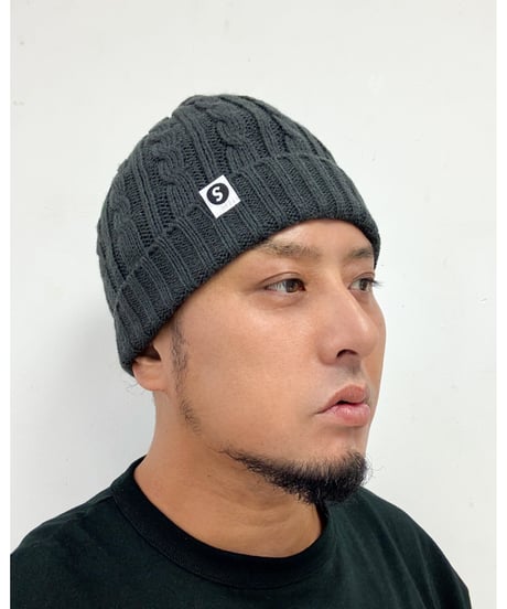 【A0026-325】CABLE KNIT CAP■チャコール