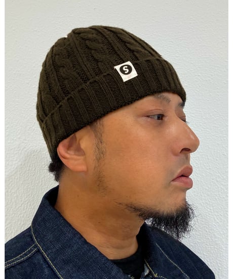 【A0026-342】CABLE KNIT CAP■ブラウン
