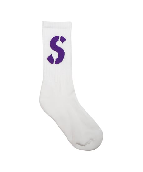 【A0026-187】■CREW SOCKS PURPLE■S LOGO■ホワイト
