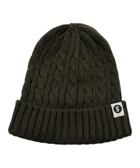 【A0026-340】CABLE KNIT CAP■オリーブ