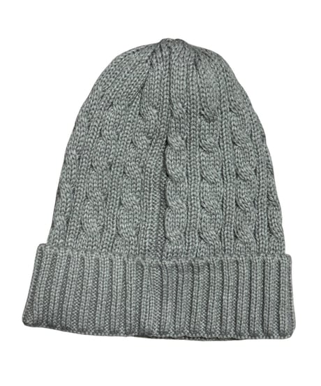 【A0026-326】CABLE KNIT CAP■ライトグレー