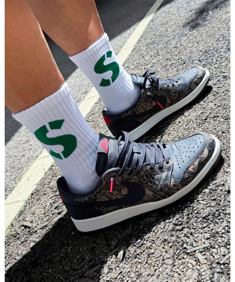 【A0026-189】■CREW SOCKS GREEN■S LOGO■ホワイト