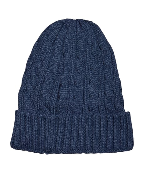 【A0026-327】CABLE KNIT CAP■ネイビー