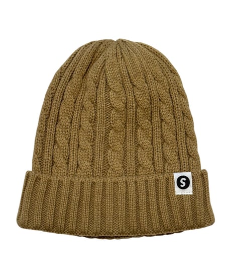 【A0026-341】CABLE KNIT CAP■ベージュ