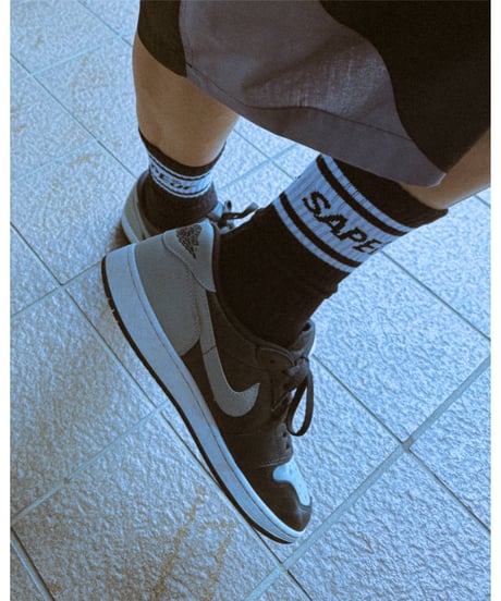 【A0026-184】■DOUBLE LINE CREW SOCKS■ブラック
