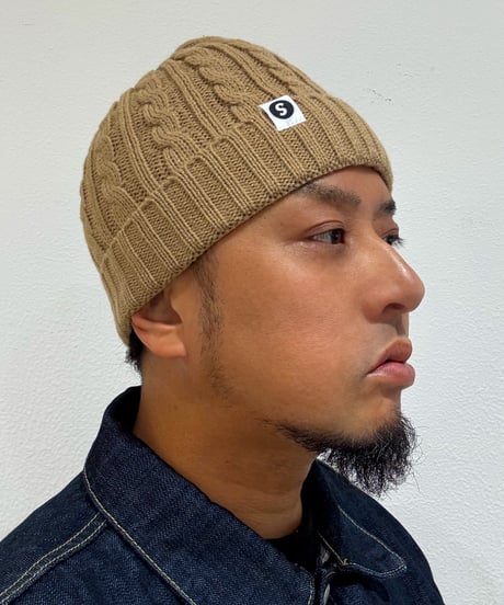 【A0026-341】CABLE KNIT CAP■ベージュ