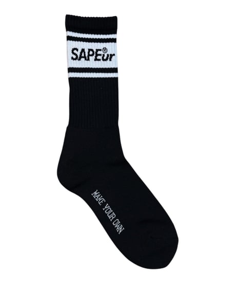 【A0026-184】■DOUBLE LINE CREW SOCKS■ブラック