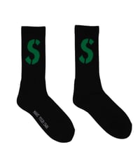 【A0026-190】■CREW SOCKS GREEN■S LOGO■ブラック