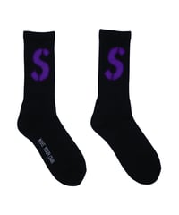 【A0026-188】■CREW SOCKS PURPLE■S LOGO■ブラック
