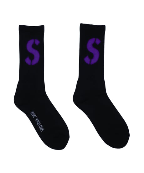 【A0026-188】■CREW SOCKS PURPLE■S LOGO■ブラック
