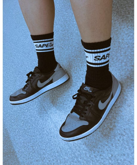 【A0026-184】■DOUBLE LINE CREW SOCKS■ブラック