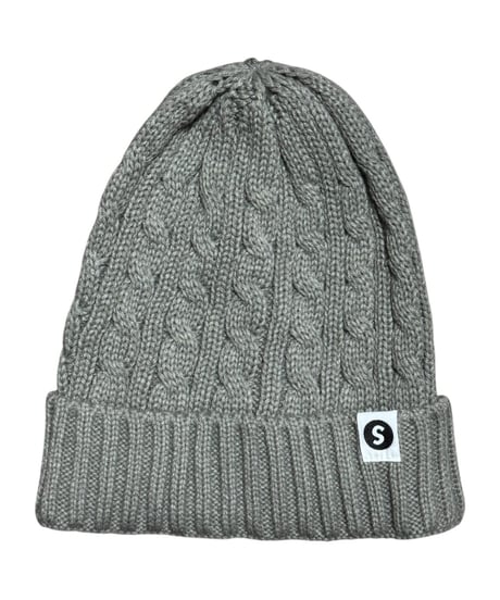 【A0026-326】CABLE KNIT CAP■ライトグレー