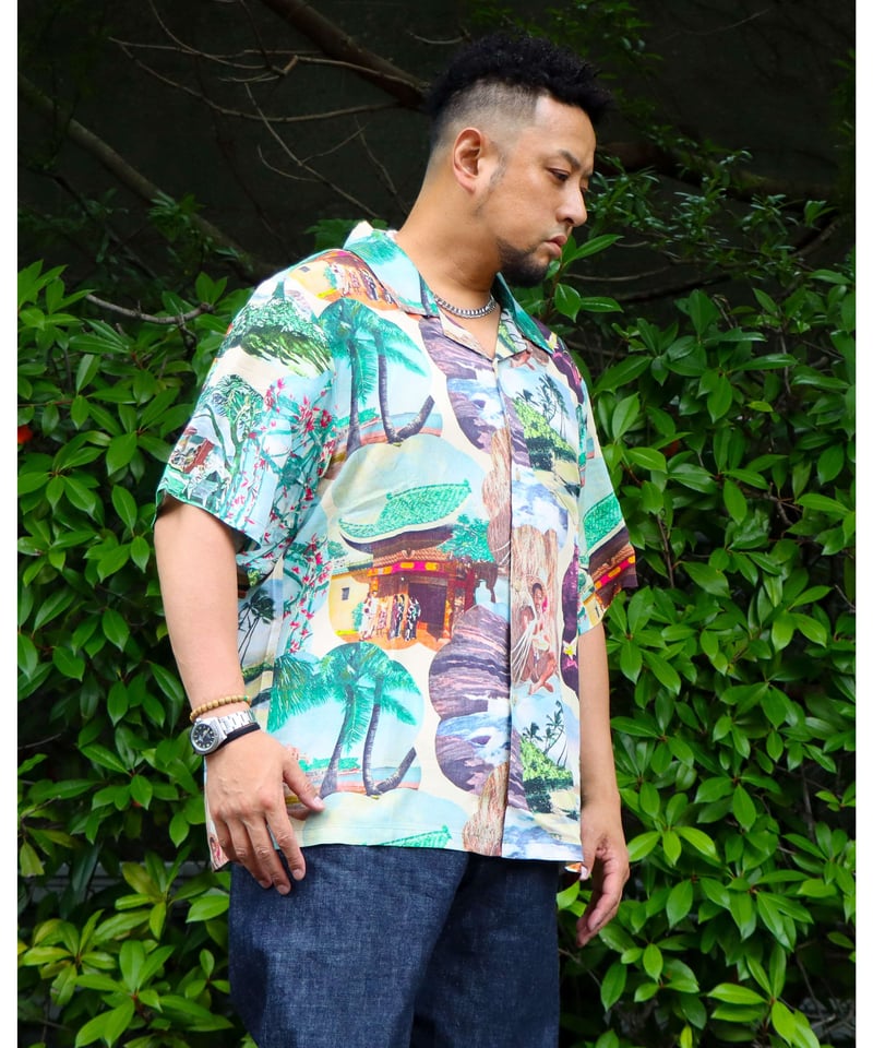 MARK&LONA★50サイズ★アロハ柄ウエア A0026-203】□1950s HAWAIIAN PICTURE PRINT ALOHA