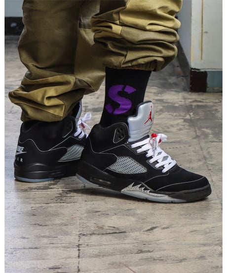 【A0026-188】■CREW SOCKS PURPLE■S LOGO■ブラック