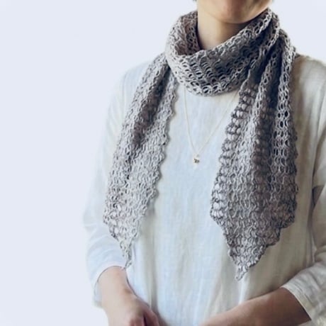 送料込み ハマナカ洗えるリネンで編むLinaria Scarf -印刷済み編み図のみ