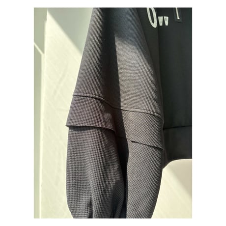 ファーカラー ワッフルプルオーバー