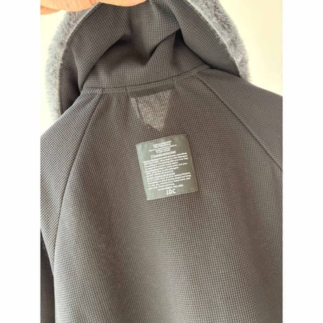 ファーカラー ワッフルプルオーバー