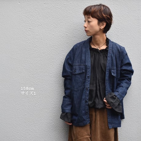 TISSU 綿麻ツイル/8ozデニム　Vネックブルゾン