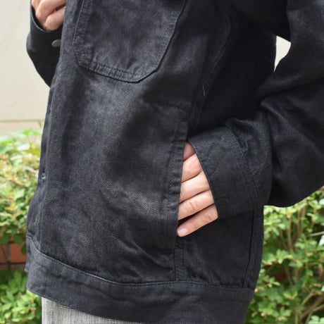 Hands of creation 11oz バンドカラーリネンジャケット