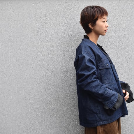 TISSU 綿麻ツイル/8ozデニム　Vネックブルゾン