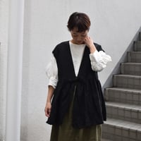 asabito フランネルリネンギャザーベスト