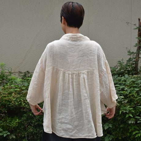 tumugu リネンコットンフランス綾ハイネックチュニック