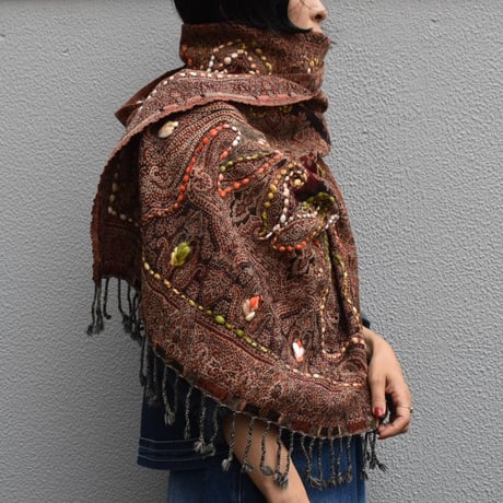 sisam 手刺繍ウールストール