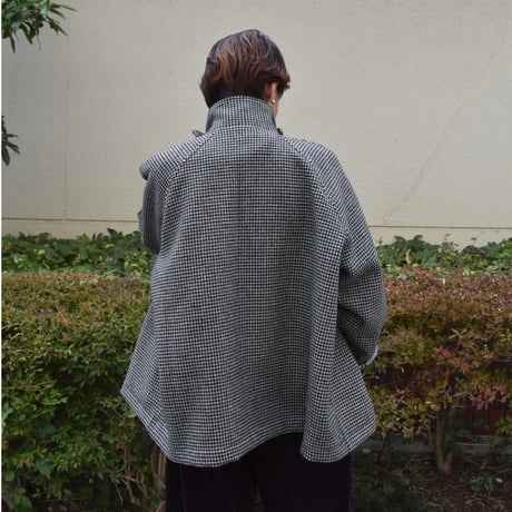 tita ウールスタンドカラーショートコート 千鳥格子