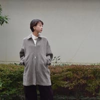 TISSU オリジナルウールヘリンボン ジップステンカラーロングジャケット